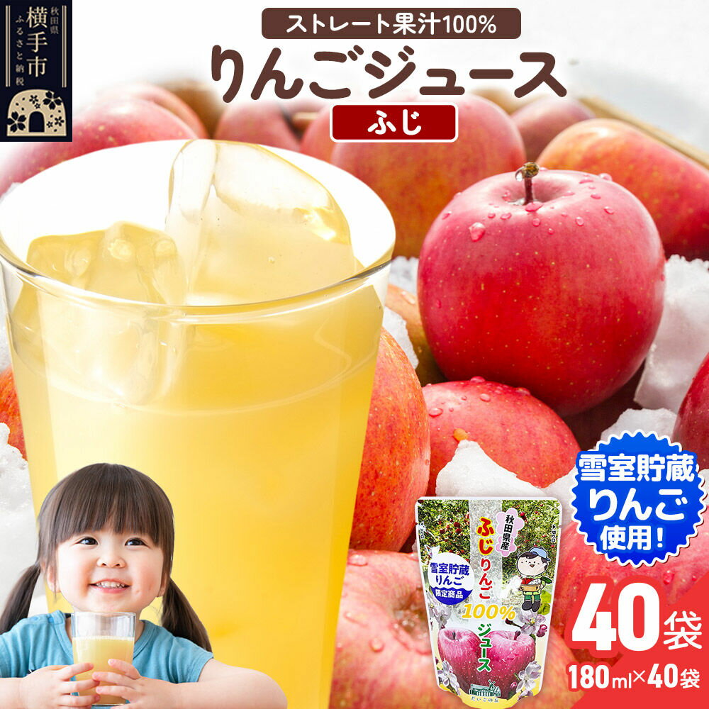 【ふるさと納税】雪室貯蔵りんごを使用した贅沢ふじりんごジュース 40袋 [りんご リンゴ 林檎 ストレート 甘味料不使用 果汁100%]