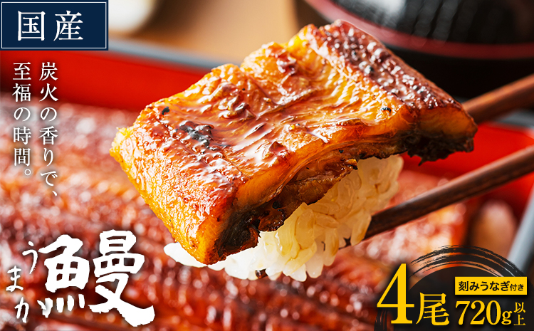 国産 うまか鰻 特上サイズ 4尾 計720g《30日以内に出荷予定(土日祝除く)》九州産 たれ さんしょう 付き ウナギ 鰻 蒲焼 うなぎの蒲焼 惣菜 ひつまぶし きざみうなぎ 特大サイズ