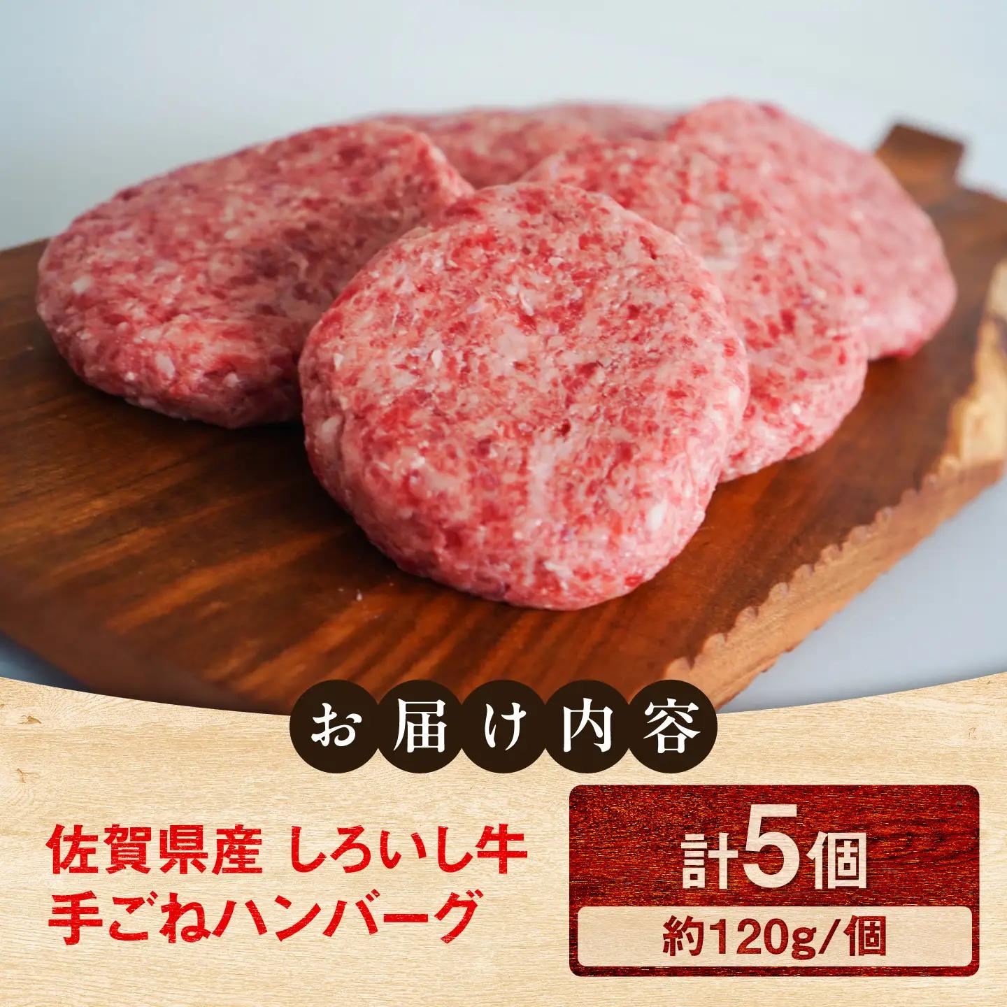 佐賀県産 しろいし牛 手ごねハンバーグ 5個(1個120g) / 牧場直送 国産 牛肉 ハンバーグ おかず / 佐賀県 / 有限会社佐賀セントラル牧場[41ASAA323]