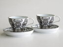 【ふるさと納税】ARITA PORCELAIN LAB(アリタポーセリンラボ) JS古伊万里草花紋・ペアカップ＆ソーサー 有田焼 モダン スタイリッシュ モノトーン コーヒー 紅茶 A95-18