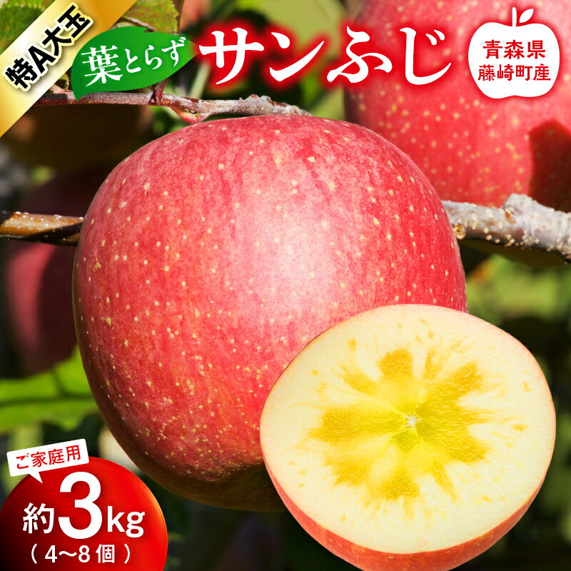 【ふるさと納税】【先行予約】＜大玉指定＞葉とらず サンふじ 特A ご家庭用 3kg りんご リンゴ 林檎 F41-0023
