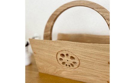 小物入れ 収納 おしゃれ 木製 バスケット 物入れ 雑貨 ナチュラル 無垢材 国産 栗の木 栗材 インテリア 藤枝家具 遊木舎 栗の木の贅沢小物 ハスバスケットH