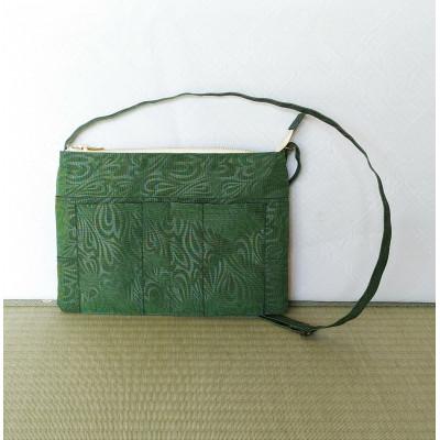ふるさと納税 酒田市 畳の縁で作成したサコッシュ(ペイズリー緑)