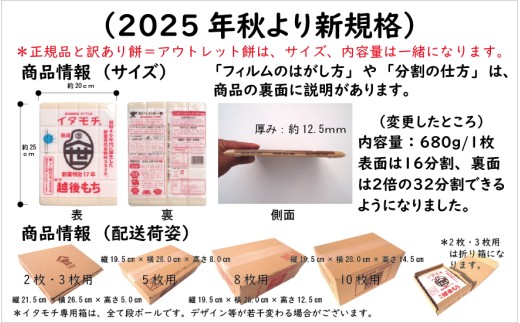 訳ありイタモチ（越後もち）8枚セット　創業明治17年　渡英商店　謹製 幻 超ロングセラー レジェンド おいしい リピーター 個性 甘い 真空パック ボイル 殺菌 デンプン 正月新潟県田上町 [№5882-0258]