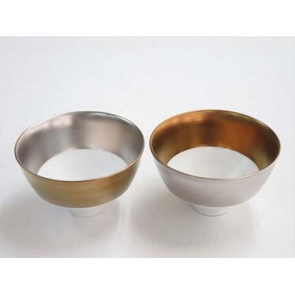 ARITA PORCELAIN LAB(アリタポーセリンラボ) ゴールド&プラチナ・ツートンペア段付飯碗 有田焼  モダン スタイリッシュ 茶碗 A50-199_イメージ2