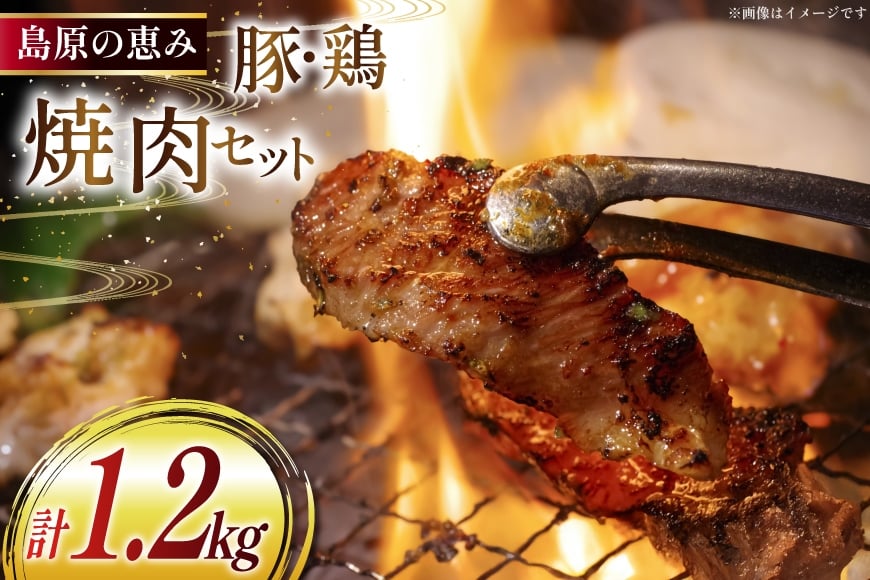 
            AJ283 鶏肉 豚肉 セット 島原の恵み 雲仙もみじ豚 雲仙島原ハーブ鶏 焼肉 セット 各2p 計1.2㎏ [ 焼き肉 小分け 冷凍 詰め合わせ 豚 スライス 真空パック 豚ロース 豚バラ 鶏もも せせり ダイニング味遊 長崎県 島原市 ]
          