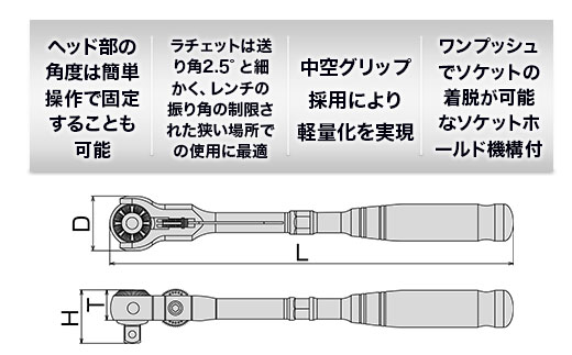 TONE トネ スイベルラチェットハンドル ( RH3VHW ) 15001-30025156 ｜ 工具 整備士 自動車 バイク DIY メンテナンス