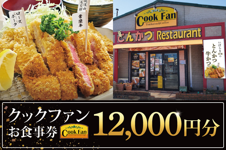 
            とんかつレストラン クックファン お食事券12,000円分【cookfan とんかつレストラン クックファン 食事券 チケット とんかつ トンカツ 牛かつ 牛カツ カツ 水戸市 水戸 茨城県】（BK-46）
          