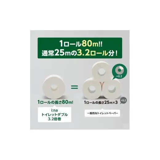 エリエール ina トイレットペーパー 3.2倍巻 205ロール相当｜イーナ ダブル 64ロール