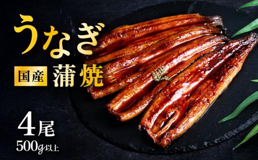 【 発送月・容量が選べる！ 】【 03月発送 】 国産 うなぎ蒲焼 上うなぎ4尾 500g以上 山椒付き 鰻 ウナギ たれ タレ たっぷり うな重 鰻重 ひつまぶし