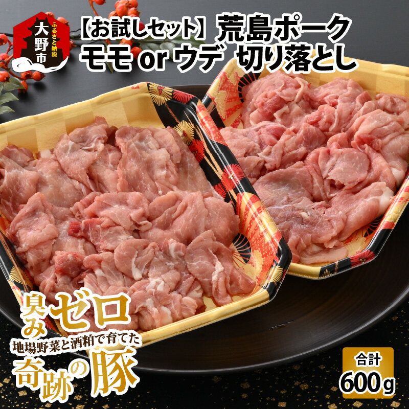 【ふるさと納税】【お試しセット】【福井のブランド豚肉】荒島ポーク モモorウデ切り落とし 600g | 国産 豚肉『奇跡の豚』 モモ ウデ 切り落とし 焼肉 しゃぶしゃぶ おうちごはん 冷凍 300g 2パック おためし 小分け おうちごはん 送料無料[A-054014]