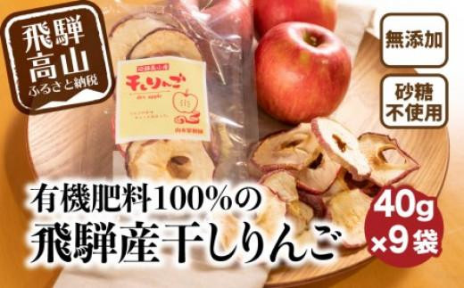 【先行予約】有機肥料100%の飛騨産干しりんご 40g入り×9袋 | 9月下旬～順次発送 りんご ダイエット 無添加 シュガーフリー おいしい 素材の味 ギフト プレゼント ドライフルーツ 山本果樹園 MA007