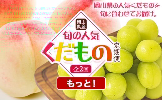 【先行予約】岡山県産 旬の 人気 くだもの もっと！ 定期便 全2回 桃 約2kg シャインマスカット 約2kg《7月上旬-11月中旬頃出荷》フルーツ 果物 定期便 お取り寄せ デザート 送料無料