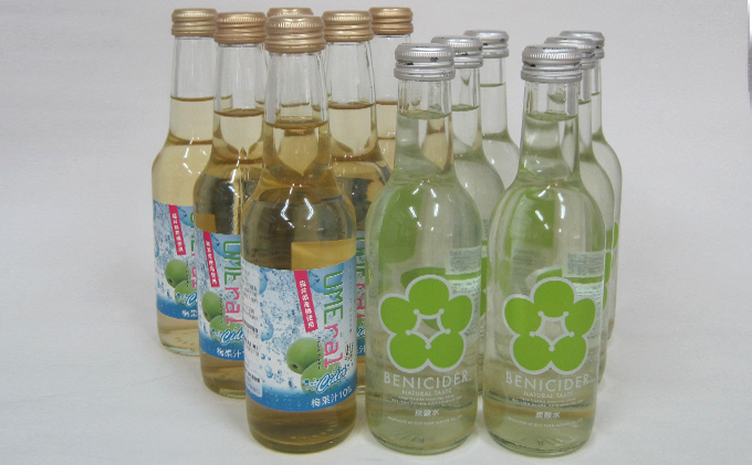 若狭の梅サイダー（BENIサイダー、ウメラルサイダー）2種12本セット　福井県産梅を使用 飲料 ドリンク 果実飲料 ジュース 飲料類 炭酸飲料 