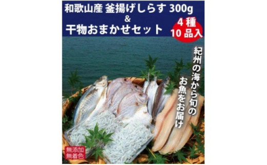 
ZB6084n_和歌山産 釜揚げしらす 300g＆干物詰め合わせセット 4種10品入り【無添加・無着色】
