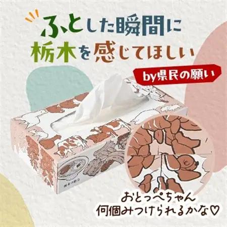 【60箱入り】使い切りパック!栃木の魅力ティッシュボックス 150w×60箱【配送不可地域：離島・沖縄県】【1512983】