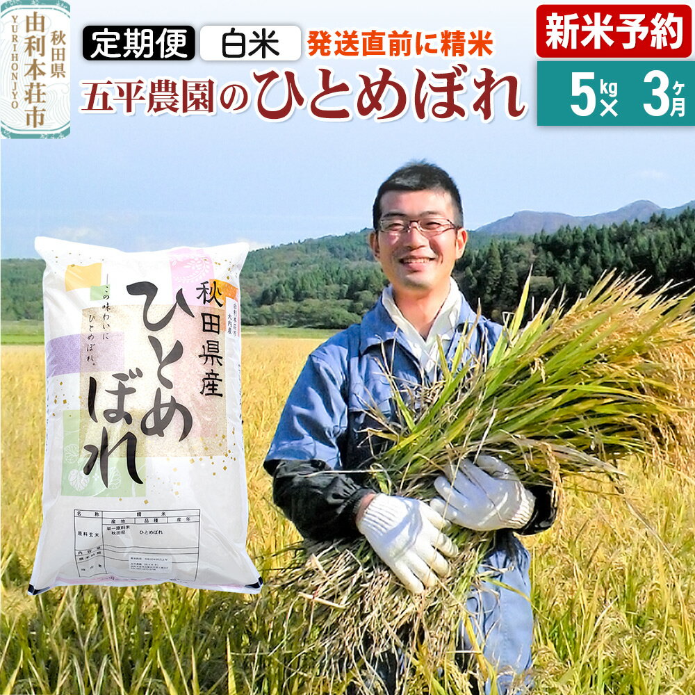 【ふるさと納税】《新米予約》《定期便3ヶ月》【白米】ひとめぼれ 令和7年産 秋田県産 五平農園のひとめぼれ 5kg