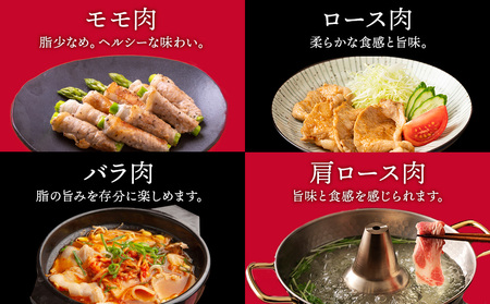 北海道産 白老豚 食べ比べセット（ロース・バラ・肩ロース・モモ各250g） 豚肉 冷凍 国産 スライス  BV020
