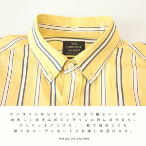 　播州織メンズシャツ「THE INDUSTRY WORKS」（1着）【TIW_008（イエロー×ホワイト×ネイビー）】  36-2