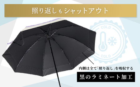 100%完全遮光 晴雨兼用 折りたたみ日傘 2段タイプ 50cm シャンブレーパープル×ベージュ