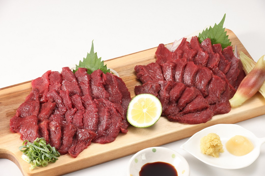 
熊本の味 純国産 赤身馬刺し 食べ比べセット 約420g 馬肉 タレ付き
