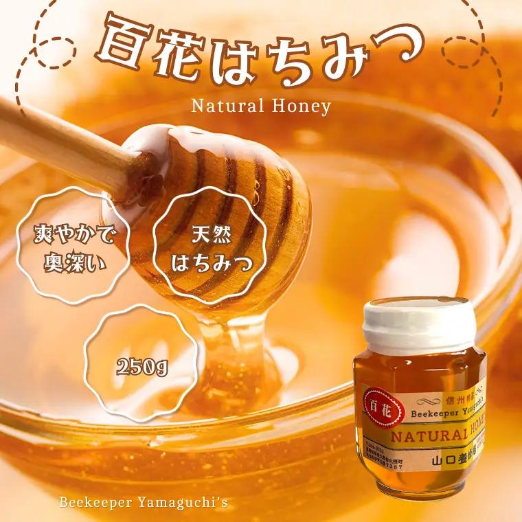 信州特産！！「国産純粋　天然 百花はちみつ」250ｇ｜ハチミツ 蜂蜜 [YY-102-01]