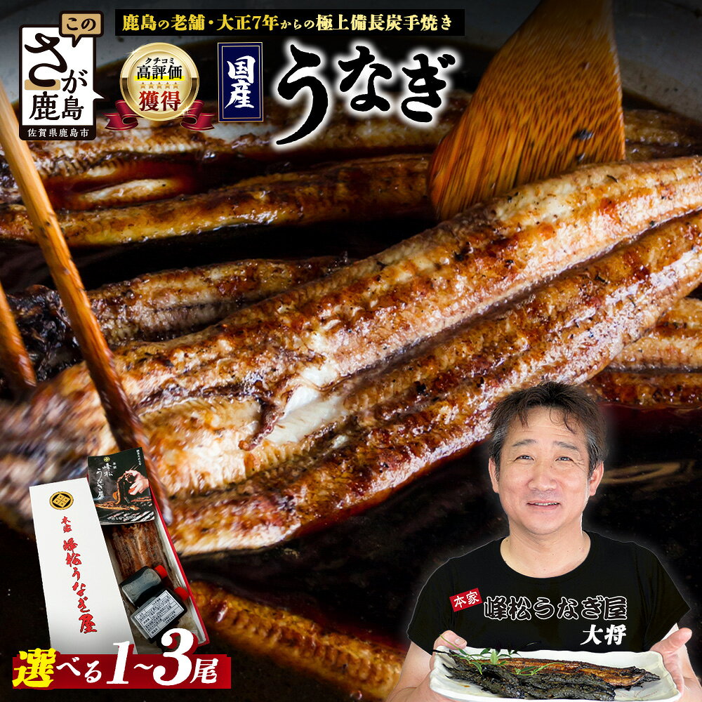 【ふるさと納税】★5.0 手焼き 国産 うなぎ蒲焼き 1尾～3尾《大サイズ タレ2本付 》 1尾 180〜200g | 化粧箱入り 冷蔵 密封パック 大正7年創業 峰松うなぎ ふるさと納税 鰻 ウナギ 贈答 ギフト 惣菜 土用 丑の日 ふるさと 佐賀県 鹿島市 送料無料 B-14