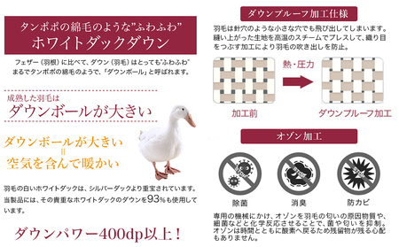 【充填量の多いタイプ・羽毛掛布団KL】ロイヤルゴールドラベル93%_154-J201_(都城市) キングロング ホワイトダックダウン 93%使用 タンポポの綿毛 ふわふわ ロイヤルゴールドラベル 羽毛