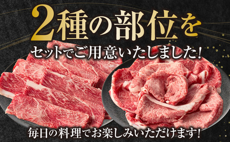 宮崎県産黒毛和牛赤身（ウデまたはモモ）・霜降り焼きしゃぶ500g_Tk031-017