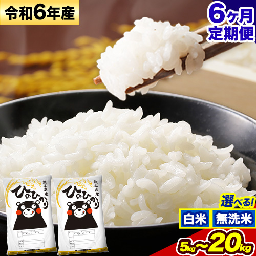 【6ヶ月定期便】令和6年産 無洗米 も選べる ひのひかり 定期便あり 5kg 10kg 15kg 20kg《申込み翌月から発送》令和6年産 熊本県産 ふるさと納税 無洗米 白米 精米 ひの 米 こめ ふるさとのうぜい ヒノヒカリ コメ お米