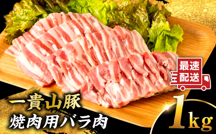 
            一貴山豚 焼肉用バラ肉 計1kg(250g×4p) 糸島市 / いきさん牧場 豚肉 冷凍 [AGB035]
          