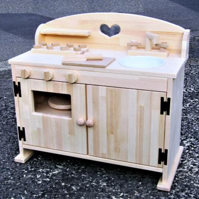 ふるさと納税 泉佐野市 手作り木製ままごとキッチン・大きなレンジ付きDHK素材色バージョン 099H2144