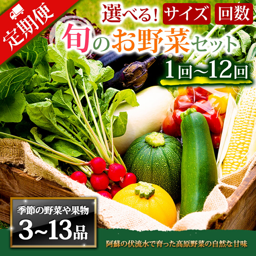 【ふるさと納税】【選べるサイズ・回数】季節のお野菜セット 野菜 お野菜 阿蘇の高原 旬 S M L XLサイズ 定期便 1～12回 減農薬 新鮮 安心安全 大満足 産地直送 詰め合わせ やさい ふるさと納税 野菜セット ふるさと納税野菜 美味しい 自然派 セット たっぷり 熊本県 阿蘇市