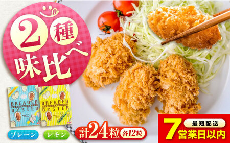 【スピード発送】冷凍 カキフライ (2種 食べ比べ 12粒×2袋) プレーン×レモン [BACG015]カキフライ