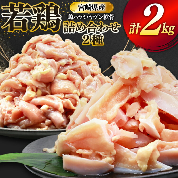 【ふるさと納税】 鶏肉 詰め合わせ 宮崎県産 若鶏 鶏ハラミ 鶏ヤゲン軟骨 各1kg 計2kg [ミヤケイフード 宮崎県 美郷町 31bp0022] 小分け 冷凍 はらみ ハラミ 鶏はらみ ヤゲン 軟骨 ヤゲン軟骨 鶏