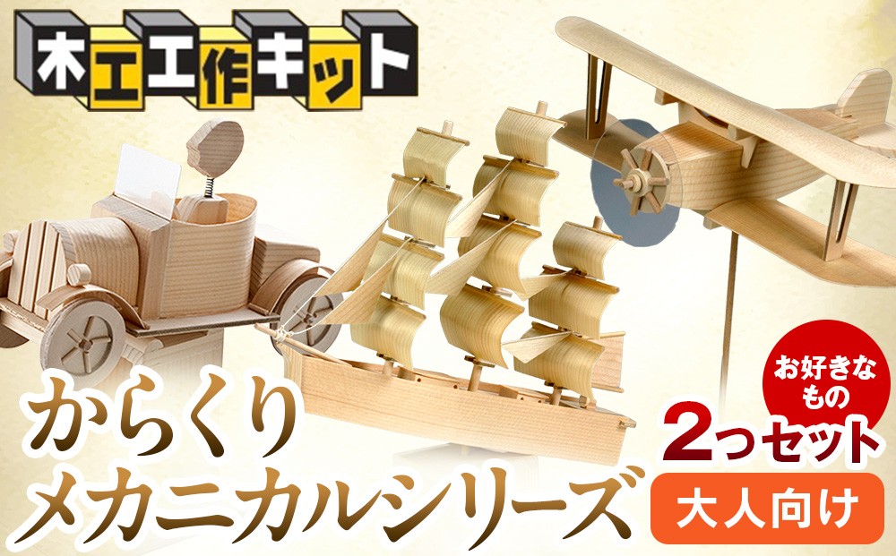 
            工作キット からくりメカニカルシリーズ お好きなもの２つセット 加賀谷木材 | 北海道津別町	
          