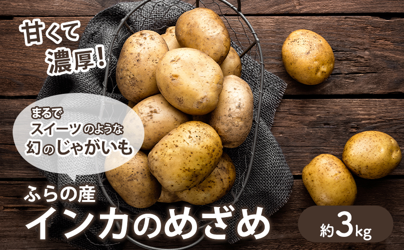 【2025年10月～発送】濃厚な甘さ！黄金のジャガイモ　インカの目覚め 【約3kg】 (スイートベジタブルファクトリー) 野菜 新鮮 直送 朝採り じゃがいも 芋 インカのめざめ いんか 道産 北海道