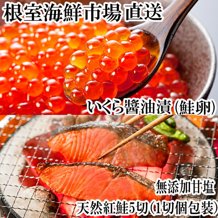 【ふるさと納税】 無添加天然紅鮭 1 切れ真空 × 5P、いくら醤油漬け ( 鮭卵 ) 70g × 1P イクラ 醤油 醤油漬 魚卵 鮭 さけ サケ しゃけ シャケ 魚 さかな サカナ 紅ざけ 紅ザケ べにざけ ベニザケ お取り寄せ グルメ 海鮮 北海道 根室市 ふるさと納税 G-14068