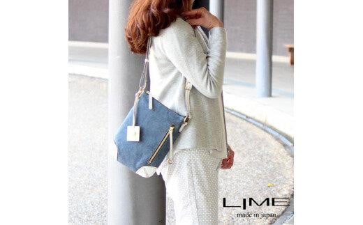 LIME(ライム）　デニムレザー　縦ショルダーバッグ　アイボリー