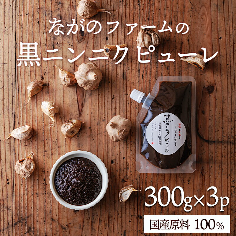 【ふるさと納税】国産 黒にんにくピューレ 900g（300g×3p）黒ニンニク屋さんが手掛ける“本物の黒にんにく” 甘くてフルーティー コクのある風味 いつものお料理に合わせるだけ 活力 元気 健康 天然 黒大蒜 黒葫 タレ ソース 肉 魚 宮崎県 高原町 故郷納税 30000円 3万円