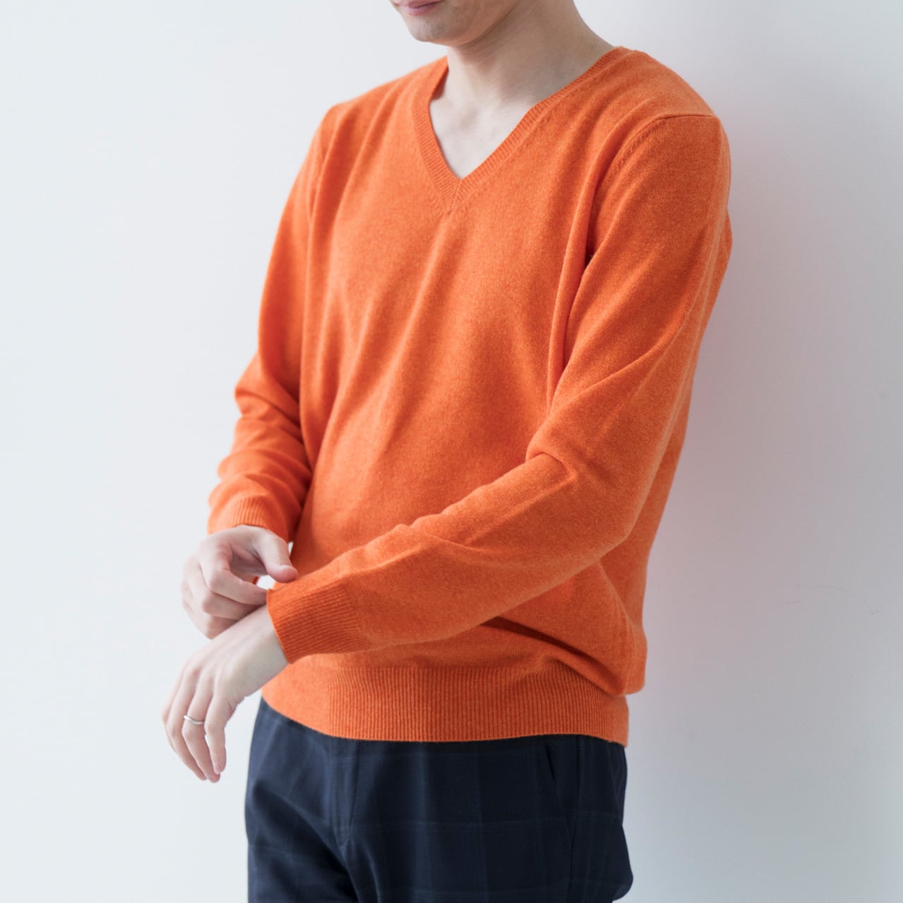 【ふるさと納税】Vネック プルオーバー 度詰 男性用 S M L LL カシミヤ100% メンズ ニット セーター ギフト プレゼント 秋 冬 長袖 最高級 薄手 無地 シンプル ≪白田のカシミヤ≫