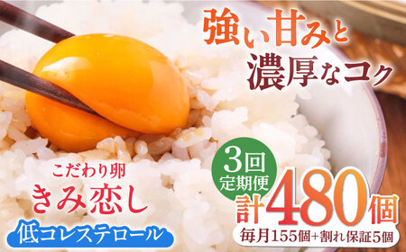 【3回定期便】きみ恋し 160個（155個+割れ保証5個）×3ヶ月 総計480個 広川町/伊藤養鶏場[AFAJ016]