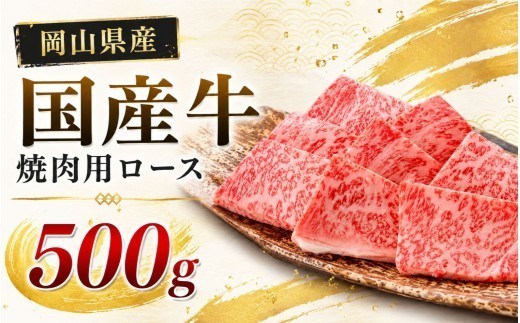 岡山県産 国産牛 焼肉用ロース 500g(250g×2)　岡山県産 国産牛 ギフト お歳暮 お中元 プレゼント 【ymmt008-01】