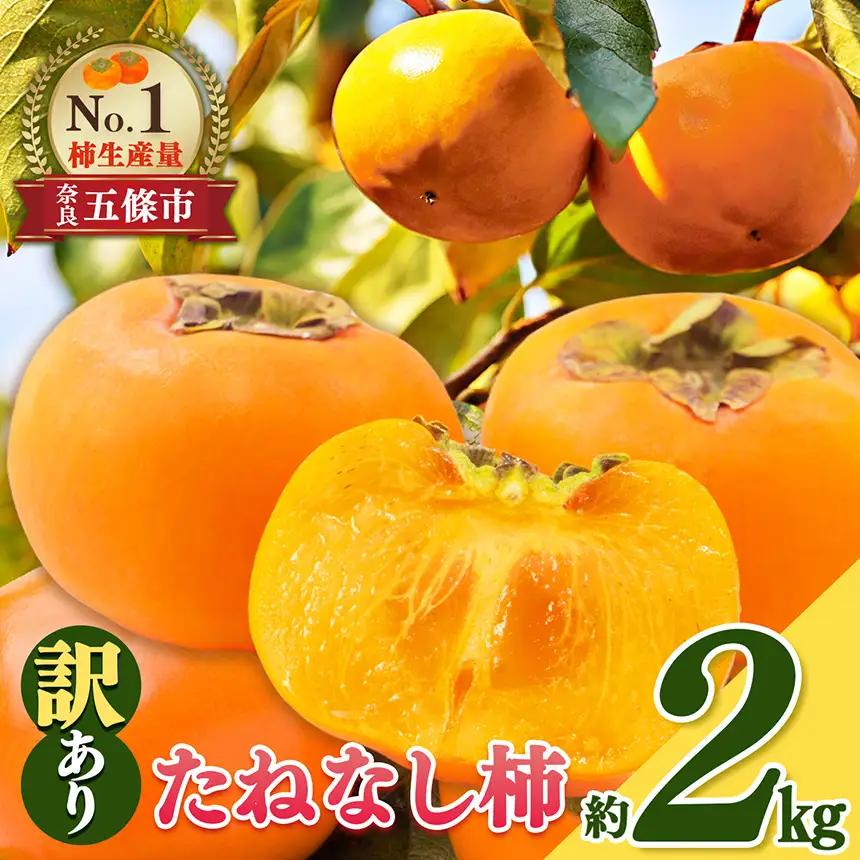 たねなし柿 わけあり！約2㎏ | 大容量 家庭用 奈良県 五條市
