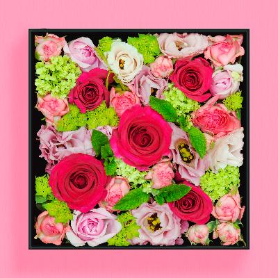 ふるさと納税 小田原市 BOXアレンジメント　ピンク系　21cm