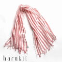 【ふるさと納税】【harukii】太ストライプ長綿ガーゼミニストール (レッド) | クラフト 民芸 雑貨 ファッション 人気 おすすめ 送料無料