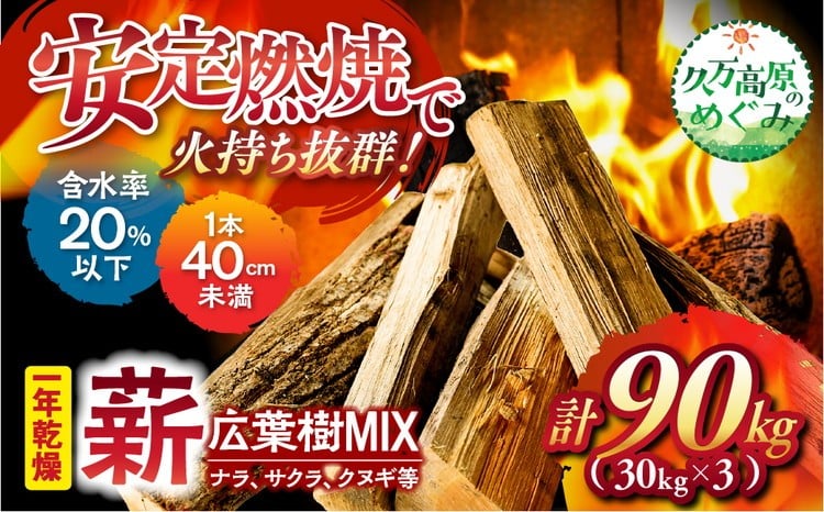 
                  広葉樹【ミックス】太薪 90kg（30kg×3個口）37cm ｜ 久万高原町 薪 ナラ サクラ クヌギ 自然乾燥 1年 薪ストーブ 暖炉 焚火 冬 アウトドア 燃料 燃焼 長持ち 合同会社いろは ※離島への配送不可
                