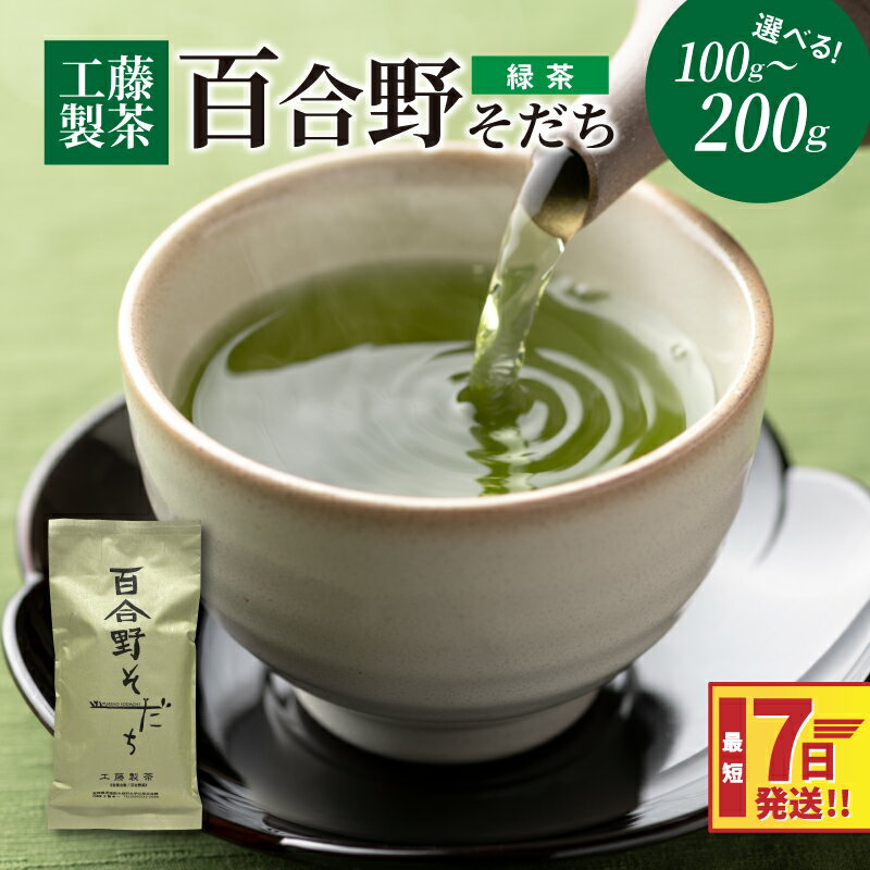 【ふるさと納税】工藤製茶 百合野そだち（緑茶） - お茶っぱ 茶葉 リーフタイプ お茶の葉 1袋100g 1袋/2袋 国産 緑茶 常温保存 急須で スピード配送便 7日以内に発送 送料無料 【宮崎県木城町】