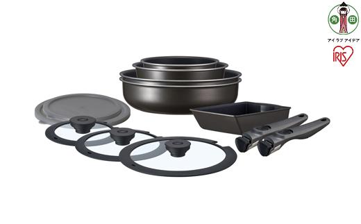TERACOAT 深型12点セット フライパンセット 深型 鍋セット テラコート 深型フライパン フライパン 鍋 なべ 炒めなべ エッグパン ガラスふた 蓋 ふた IH ガス火 ガスコンロ EHDC-S12S 12点セット アイリスオーヤマ