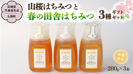 【数量限定】 山桜 はちみつ と春の 田舎 はちみつ の 3種 ギフトセット [Ｂ3山桜] 【茨城県共通返礼品／五霞町】    [BS004sa]